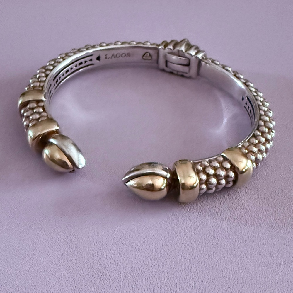 LAGOS Silver and Gold High Bar Cuff Bracelet